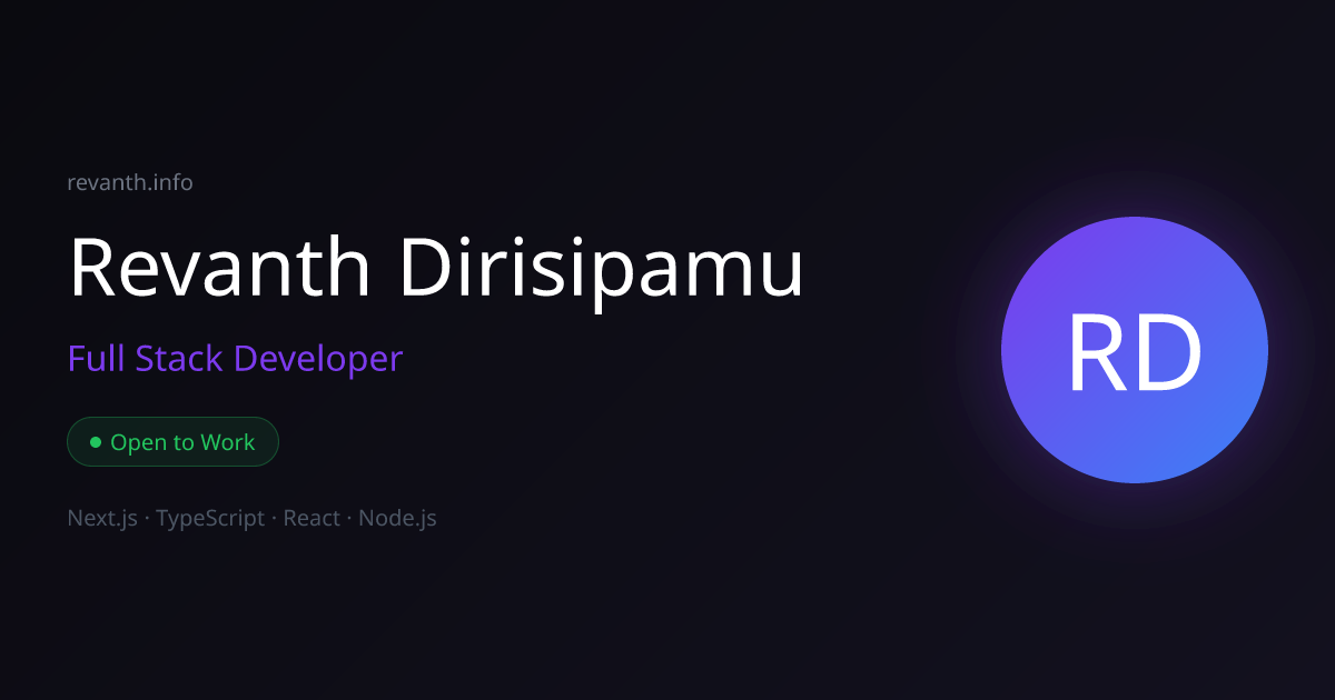 Revanth Dirisipamu | Senior Java Full Stack Developer